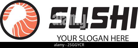 Logo sushi Food Japanese Food Sushi Seafood Vector Japanese cuisine Product Brand Design icône Illustration de Vecteur