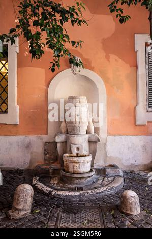 Fondation sur le mur orange à Rome Banque D'Images