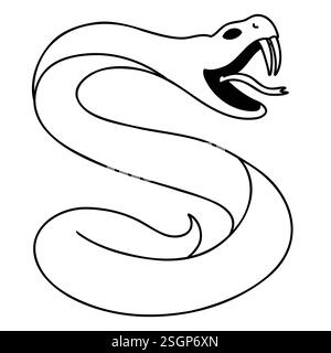 Animal serpent dans le style de doodle de dessin animé. Illustration vectorielle isolée sur fond blanc. Illustration de Vecteur