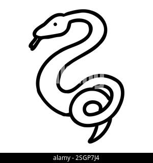 Logo d'animal de serpent dans le style doodle de dessin animé. Illustration vectorielle isolée sur fond blanc. Illustration de Vecteur