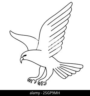 Animal oiseau de corbeau dans le style doodle de dessin animé. Illustration vectorielle isolée sur fond blanc. Illustration de Vecteur