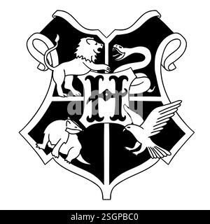 Logo Harry Potter Gryffindor en style dessin animé. Illustration vectorielle isolée sur fond blanc. Illustration de Vecteur