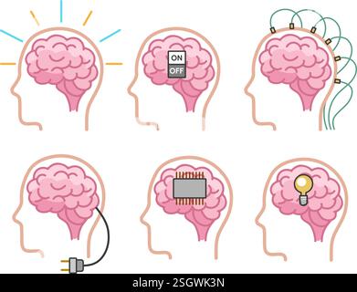 AI icônes d'esprit supplémentaires Illustration de Vecteur