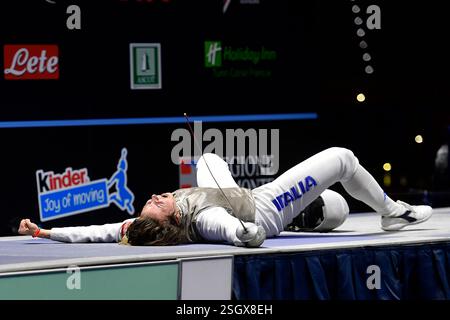 Turin, Italie, Italie. 9 février 2025. Italie, Turin 9 février 2025 Inalpi Arena . Grand Prix FIE Inalpi Trophée de Foil 2025.FAVARETTO Martina ITA lors du Womens's Foil Grand Prix FIE Inalpi Trophée de Foil 2025 à Turin. Médaille d'or (crédit image : © Tonello Abozzi/Pacific Press via ZUMA Press Wire) USAGE ÉDITORIAL SEULEMENT! Non destiné à UN USAGE commercial ! Banque D'Images
