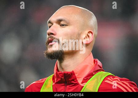 Rennes, France. 18 janvier 2025. Ludovic AJORQUE de Brest lors du match de football de Ligue 1 entre le stade Rennais (Rennes) et le stade Brestois (Brest) le 18 janvier 2025 au parc Roazhon à Rennes, France - photo Matthieu Mirville/DPPI crédit : DPPI Media/Alamy Live News Banque D'Images