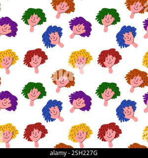 Motif vectoriel de visages souriants coloré Illustration de Vecteur