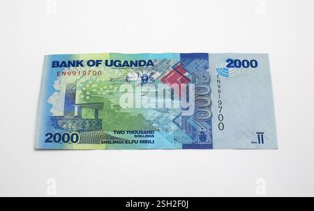 Billet de 2000 shillings, shilling ougandais, UGX, Ouganda, Afrique de l'est Banque D'Images