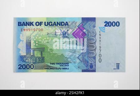 Billet de 2000 shillings, shilling ougandais, UGX, Ouganda, Afrique de l'est Banque D'Images