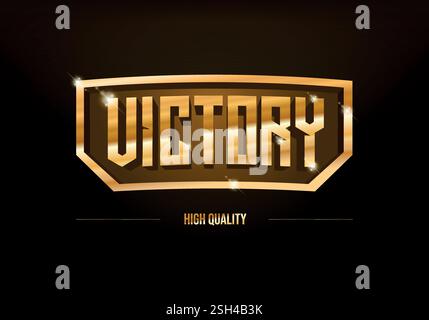 Ailes de victoire en or, badge vectoriel de prix de jeu, signe de succès de luxe de réalisation de niveau supérieur Illustration de Vecteur