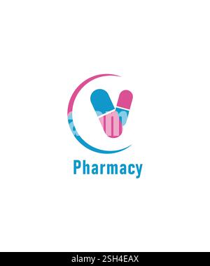 Modèle de conception de logo médical de pharmacie de capsule avec concept moderne, vecteur de logo de capsule Illustration de Vecteur