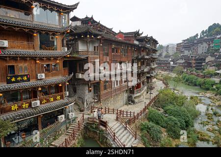 Ancienne ville de Furong Zhen, Zhangjiajie, province du Hunan, Chine Banque D'Images