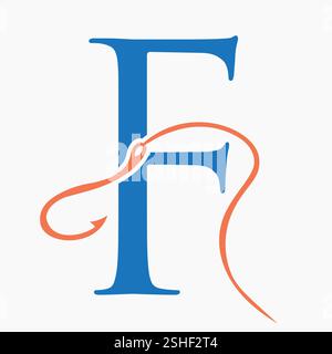 Lettre initiale F Fishing Hook logo Design concept pour Fishing logo Company Illustration de Vecteur