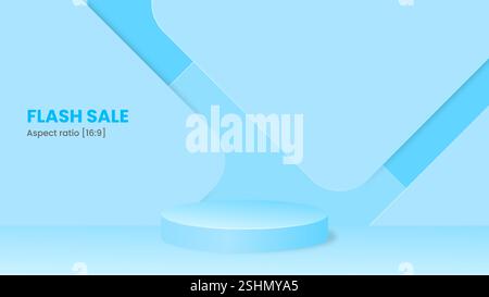 Podium bleu pour la vitrine des produits Illustration de Vecteur