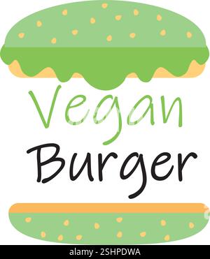 Logo de hamburger à base de plantes pour le régime, modèle de logo de hamburger végétarien végétalien. Illustration de Vecteur