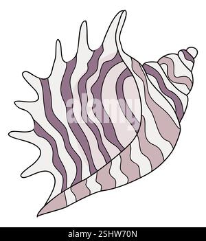 Une coquille violette et blanche avec un motif en zigzag Illustration de Vecteur
