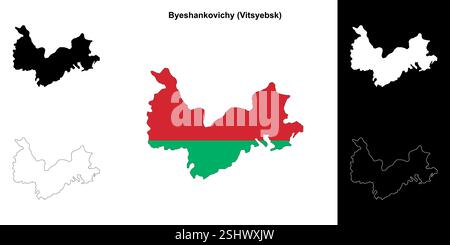 Jeu de cartes de contour du district de Byeshankovichy Illustration de Vecteur