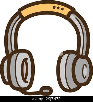 Illustration et graphique vectorielle de casque doodle. Fait partie de la catégorie elearning. Illustration de Vecteur