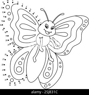 Coloriage isolé animal papillon point à point Illustration de Vecteur