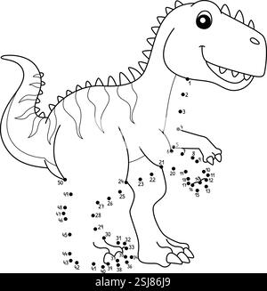 Point à point Giganotosaurus Dinosaur animal isolé Illustration de Vecteur