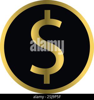 Conception vectorielle d'icône dollar de couleur or Illustration de Vecteur