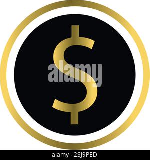 Conception vectorielle d'icône dollar de couleur or Illustration de Vecteur