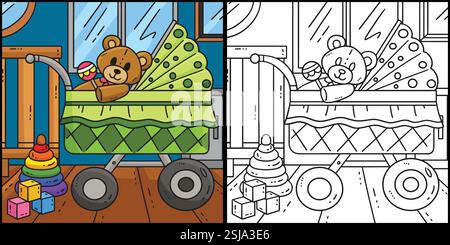Baby Shower Baby Stroller Coloring illustration Illustration de Vecteur