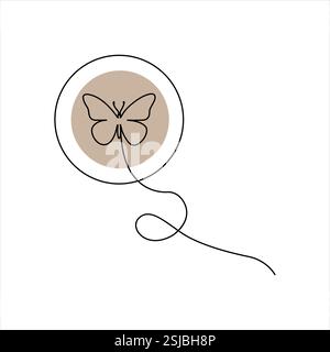 Ligne unique continue de dessin vectoriel de contour de papillon conception isolée Illustration de Vecteur