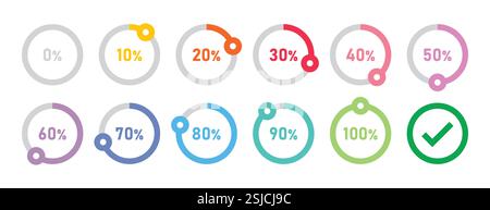 Icône d'infographie. cercle de chargement et processus 0 à 100 %. illustration vectorielle dans un style coloré. Illustration de Vecteur