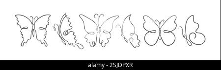 Cette illustration vectorielle présente un ensemble de silhouettes de papillon, y compris Danaus plexippus, Graphium sarpedon et Swallowtail. Idéal pour divers de Illustration de Vecteur