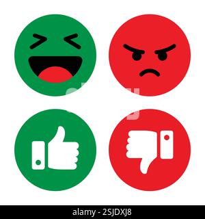Evaluations emoji icône, commentaires client ou évaluation d'avis client, impression de pouce. commentaires du client. illustration vectorielle. Illustration de Vecteur