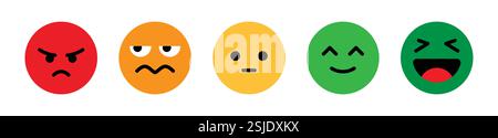 Icône d'évaluation emoji, évaluation des commentaires des consommateurs ou des clients, ensemble emoji, commentaires des clients. illustration vectorielle. Illustration de Vecteur