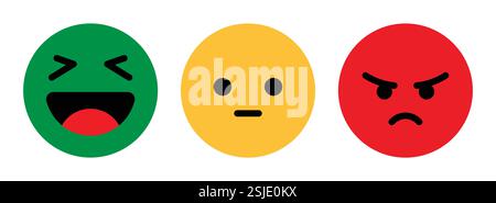 Icône d'évaluation emoji, évaluation des commentaires des consommateurs ou des clients, ensemble emoji, commentaires des clients. illustration vectorielle. Illustration de Vecteur