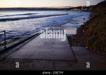 Aube regardant vers Filey et la baie dans le North Yorkshire Banque D'Images