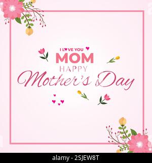 Happy Mothers Day social Media art Work Post Template instagram Illustration de Vecteur