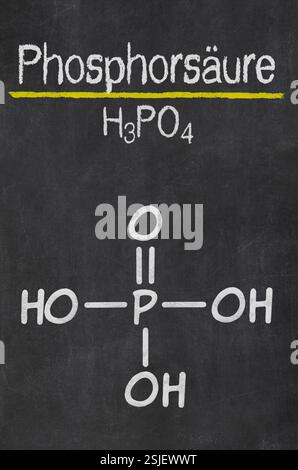 Ardoise avec la formule chimique de l'acide phosphorique Banque D'Images