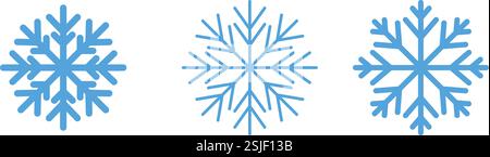 Vecteur bleu de collection de flocon de neige fond blanc isolé, dessins uniques de flocon de neige Illustration de Vecteur