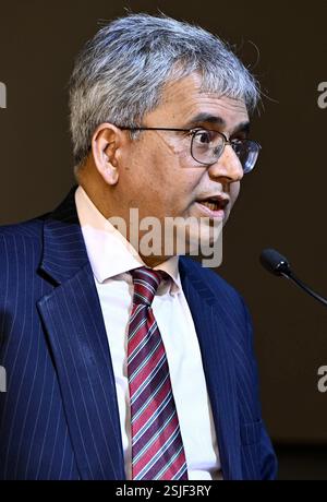 Bruxelles, Belgique. 11 février 2025. S.E. Saurabh Kumar, Ambassadeur de l'Inde en Belgique, photographié lors d'un point de presse sur la mission économique belge en Inde, à Bruxelles, mardi 11 février 2025. Le Belgian Economic to India aura lieu du 1er au 8 mars 2025. BELGA PHOTO ERIC LALMAND crédit : Belga News Agency/Alamy Live News Banque D'Images