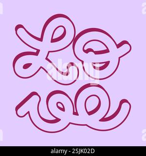 Mot d'amour lettres dessinées à la main. Symbole d'affection, de loyauté, de gentillesse. Illustration vectorielle, conception plate Illustration de Vecteur
