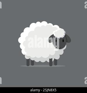 Un mouton au visage blanc se tient devant un fond sombre Illustration de Vecteur