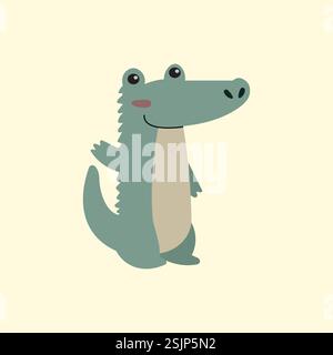 Crocodile de dessin animé vectoriel isolé sur fond blanc Illustration de Vecteur