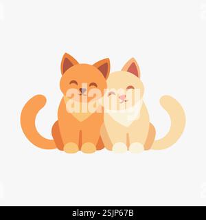 Deux chats s'aiment Illustration de Vecteur