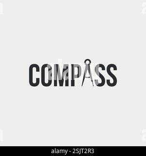 Conception de logo de texte minimal de boussole vectorielle Illustration de Vecteur