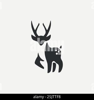 Conception de logo de texte minimal de cerf de vecteur Illustration de Vecteur
