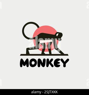 Illustration vectorielle du logo de singe gras mignon Illustration de Vecteur