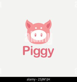Illustration vectorielle du logo de porc mignon Illustration de Vecteur