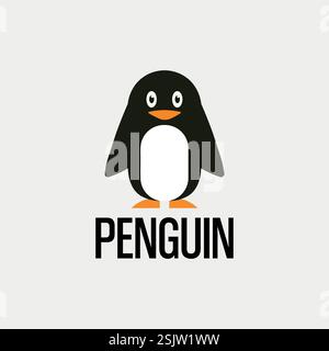 Illustration vectorielle du logo de pingouin mignon Illustration de Vecteur