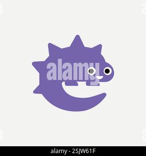 Illustration vectorielle du logo de dinosaure mignon Illustration de Vecteur