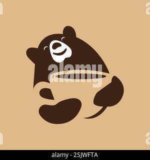 Ours en peluche qui aime boire du café Illustration de Vecteur