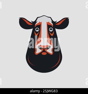 Une vache noire et blanche au visage noir Illustration de Vecteur
