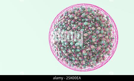 Les sphères piégées dans une grille géométrique symbolisent la régulation et le contrôle de l'IA - illustration 3D. Banque D'Images